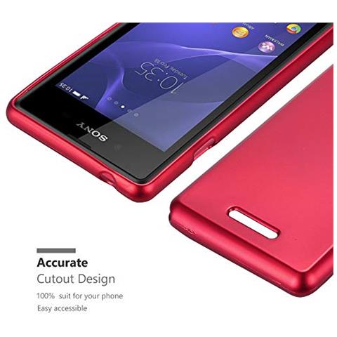 Custodia Compatibile Con Sony Xperia E3 In Rosso Metallico - Coperchio Protettivo In Silicone Tpu Flessibile - Foto 2