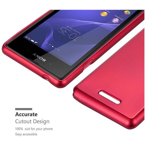 Custodia Compatibile Con Sony Xperia E3 In Rosso Metallico - Coperchio Protettivo In Silicone Tpu Flessibile - Foto 8