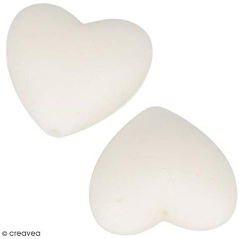 Perlina Di Silicone Forma Di Cuore X 2 - 29 X 19 X 12 Mm - Bianco - Foto 2