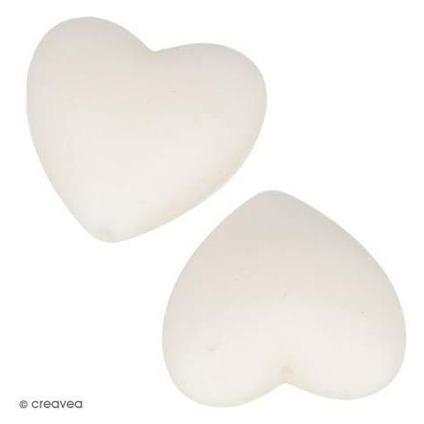 Perlina Di Silicone Forma Di Cuore X 2 - 29 X 19 X 12 Mm - Bianco - Foto 1