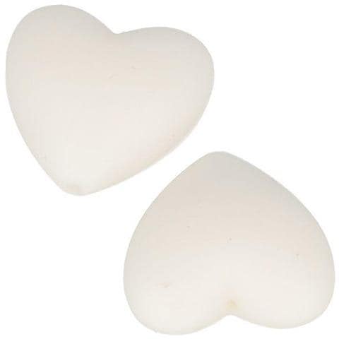 Perlina Di Silicone Forma Di Cuore X 2 - 29 X 19 X 12 Mm - Bianco - Foto 4