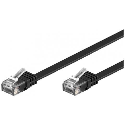 Cavo di Rete Patch Piatto Maschio / Maschio 15 m Colore Nero - Foto 1