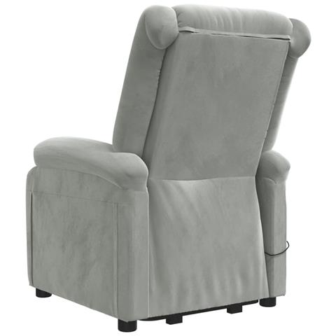 Poltrona Alzapersona Reclinabile Grigio Chiaro In Velluto - Foto 2