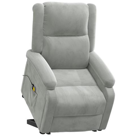 Poltrona Alzapersona Reclinabile Grigio Chiaro In Velluto - Foto 9