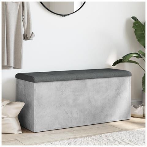 Panca Portaoggetti Grigio Cemento 102x42x45cm Legno Multistrato - Foto 3