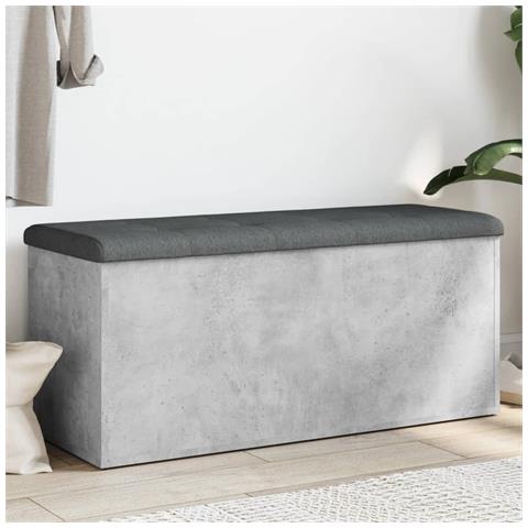 Panca Portaoggetti Grigio Cemento 102x42x45cm Legno Multistrato - Foto 1