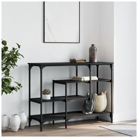 Tavolino Consolle Con Ripiani Nero 100x35x75 Cm - Foto 3