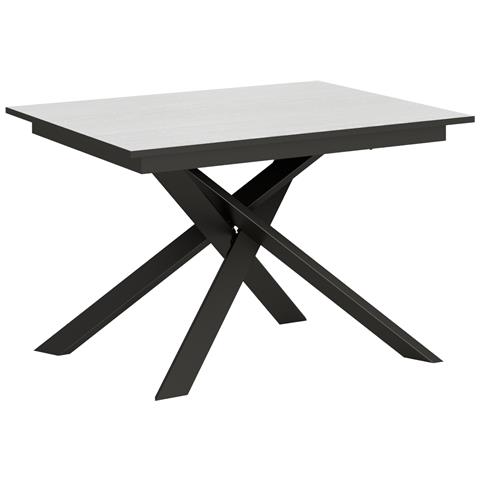 Tavolo Allungabile 90x120/180 Cm Ganty - Bordo Antracite Telaio Antracite - Bianco Frassino - Foto 5