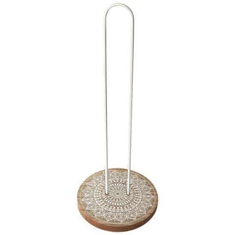 Portarotolo Di Carta Da Cucina Mandala Metallo Acciaio Legno Mdf 13 X 31 X 13 Cm - Foto 1