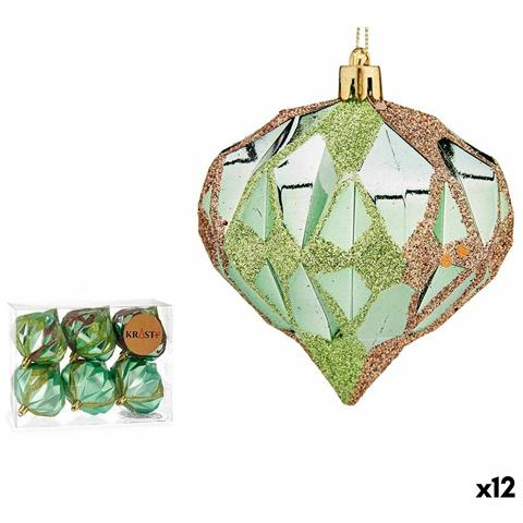Set Di Palline Di Natale Diamante Verde Plastica 8 X 9 X 8 Cm (12 Unità) - Foto 1