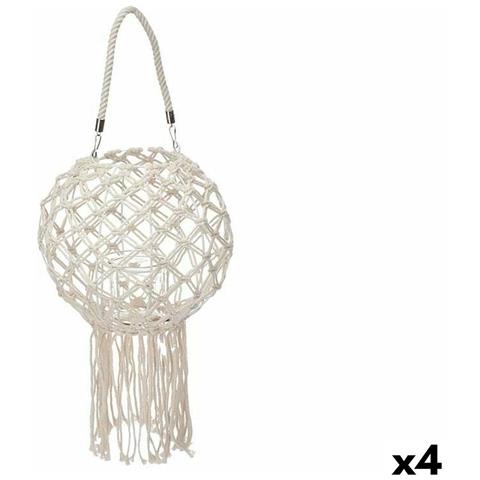 Portacandele Macramé Bianco Cotone 26 X 66 X 26 Cm (4 Unità) - Foto 1