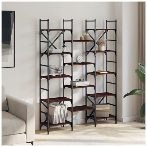 Libreria Rovere Marrone 127,5x28,5x172,5cm In Legno Multistrato - Foto 3