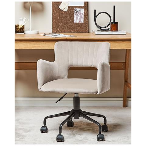 Sedia Da Scrivania Sanilac Velluto Tortora - Foto 1