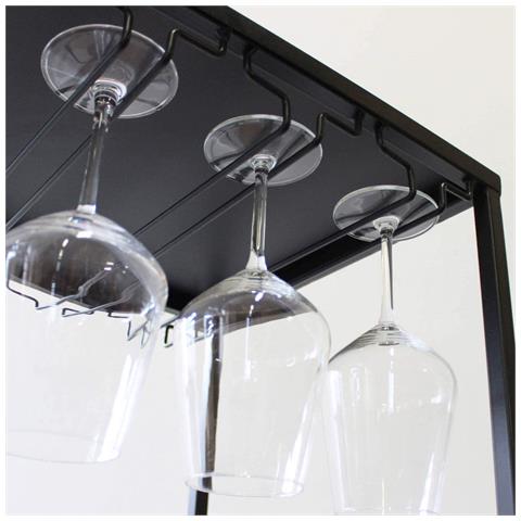 Vetrina Cantinetta Per Bar E Pub In Metallo E Legno Con Stand Porta Bottiglie E Appendi Calici Linea Industrial - Foto 2