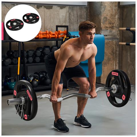 Set Di 2 Dischi Pesi Da 10kg In Acciaio Con Rivestimento In Gomma Per Bilanciere - Foto 2