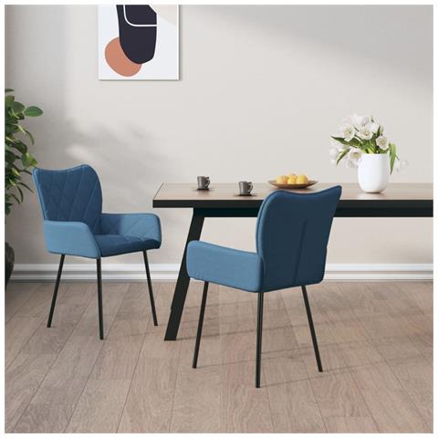 Sedie Da Pranzo 2 Pz Blu In Tessuto - Foto 1