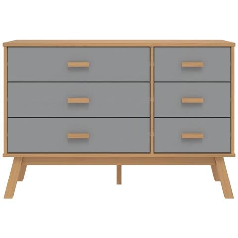 Cassettiera OLDEN Grigia e Marrone in Legno Massello di Pino - Foto 10