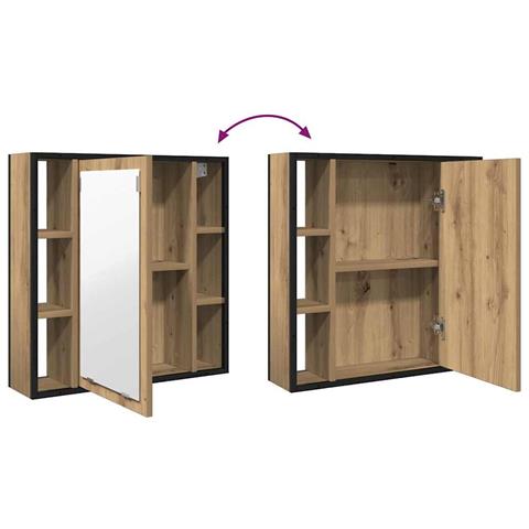 Mobile Bagno Specchio Rovere Artigianale 60x16x60 cm Truciolato - Foto 9