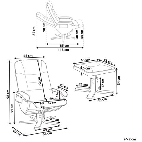 Poltrona Massaggiante Relaxpro Con Poggiapiedi Pelle Sintetica Beige Chiaro - Foto 6