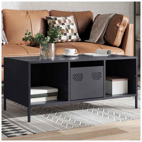 Tavolino Antracite 101,5x50x43,5cm In Acciaio Laminato A Freddo - Foto 1