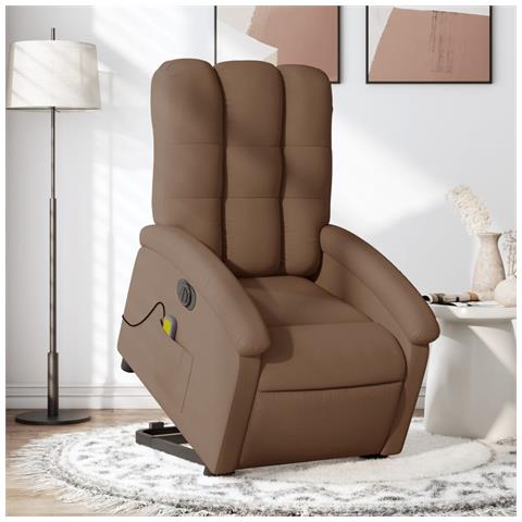 Poltrona Alzapersona Massaggiante Elettrica Marrone Tessuto - Foto 1
