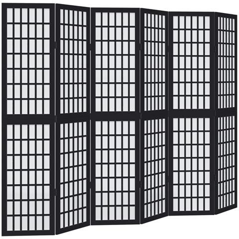 Divisorio Ambienti 6 Pannelli Nero Legno Massello Di Paulownia - Foto 2