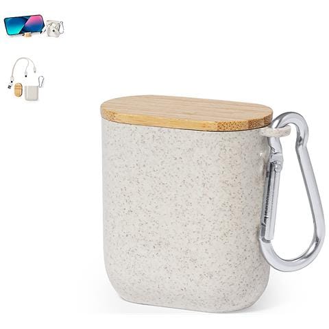 Cavo Caricatore Triplo Con Scatola In Canna Di Grano: Micro Usb, Tipo C E Lightning 5v Dc 2.4a 5.7x6.4x3.1 Cm. Beige - Foto 1