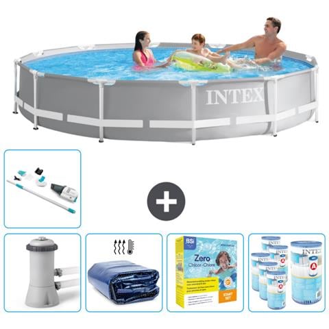Piscina Fuori Terra - In Giro - 366x366x76 Cm - Grigio - Include Accessori Coordinati Cb26 - Foto 1