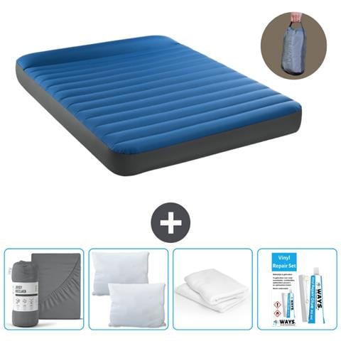 Set Materassino Gonfiabile - 203x152x22 Cm - Blu - Include Accessori Coordinati Cb19 - Foto 1