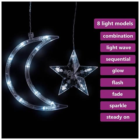 Lusso Casadino - Luci Fatate Stella E Luna Con Telecomando 345 Led Bianco Freddo - Foto 2