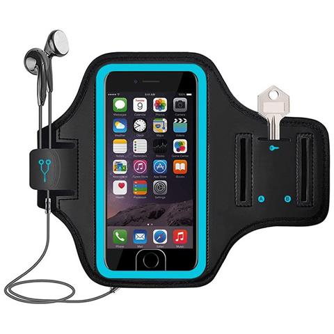 Fascia Da Braccio Sportiva Per La Corsa (grande: Si Adatta Fino A 7 Pollici) Black+blue - Foto 1