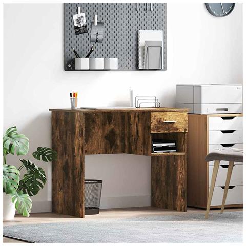 Scrivania con contenitore Rovere affumicato 90x49,5x75 cm Legno ingegnerizzato - Foto 2