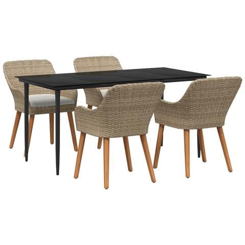 Set da Pranzo per Giardino Beige in Rattan Polietilene - Foto 1