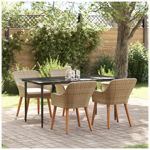 Set da Pranzo per Giardino Beige in Rattan Polietilene - Foto 2