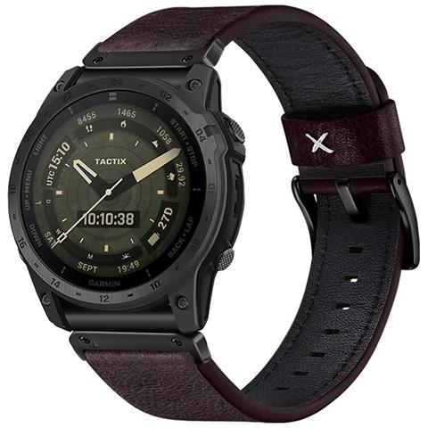Cinturino In Pelle Premium Compatibile Con Garmin Fenix 8/fenix 7x/fenix 3 - Elegante E Confortevole Brown 20 Mm - Foto 2