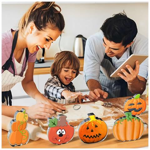 Set Di 9 Formine Di Halloween A Forma Di Zucca Per Tagliare Biscotti - Foto 6