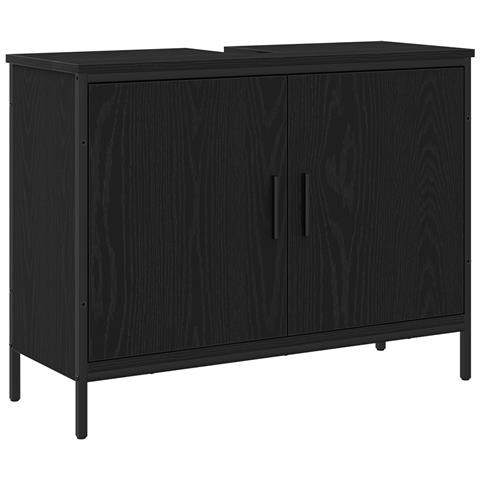 Mobile lavabo da bagno  Nero Rovere 80x30x60 cm Legno ingegnerizzato - Foto 1
