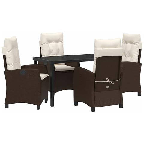 Set da Pranzo per Giardino 5 pcs Marrone polyrattan - Foto 1