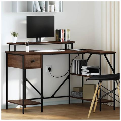 Scrivania Rovere marrone 120 x 79 x 86.5 cm Legno multistrato - Foto 2