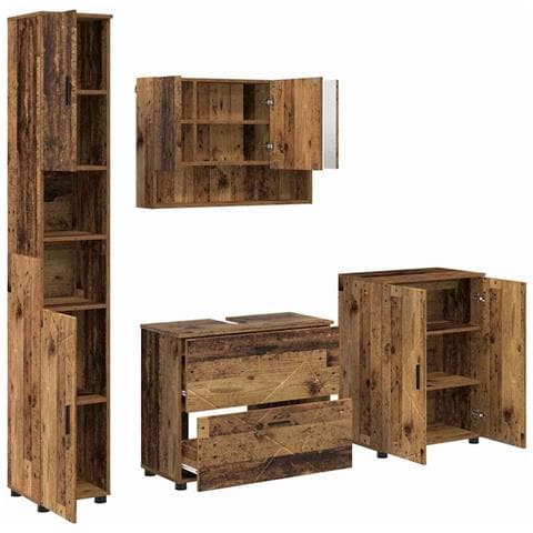 Set di mobili per il bagno 4 pcs Legno vecchio 30 x 35 x 192 cm - Foto 1