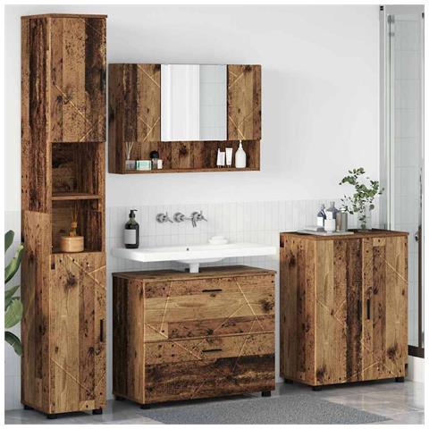 Set di mobili per il bagno 4 pcs Legno vecchio 30 x 35 x 192 cm - Foto 2