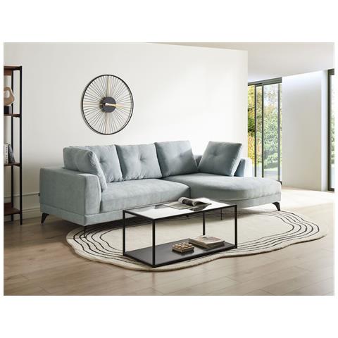 Divano Angolare 3 Posti Marum Ciniglia Azzurro Lato Sinistro - Foto 1