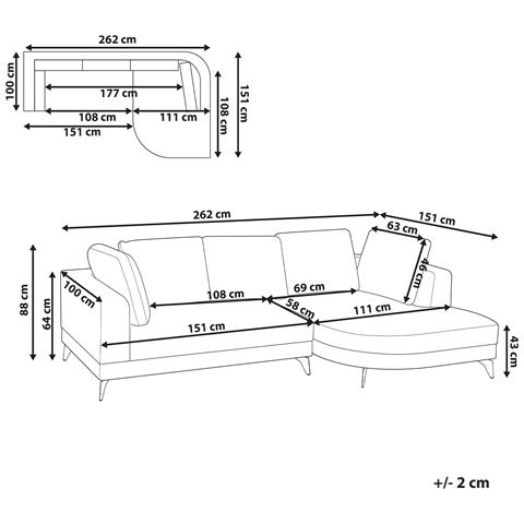 Divano Angolare 3 Posti Marum Ciniglia Azzurro Lato Sinistro - Foto 7