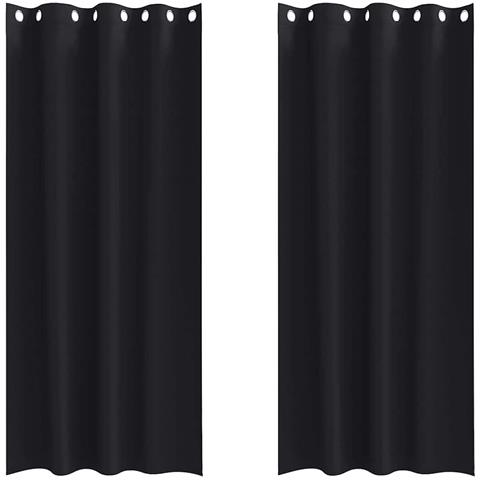 Tende con tende 2 pcs Nero Poliestere - Foto 1