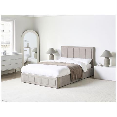 Letto Contenitore Ciniglia Quiberon 140 X 200 Cm Beige - Foto 1