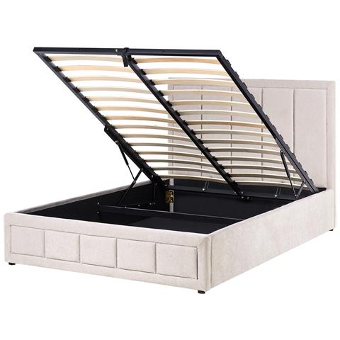 Letto Contenitore Ciniglia Quiberon 140 X 200 Cm Beige - Foto 2