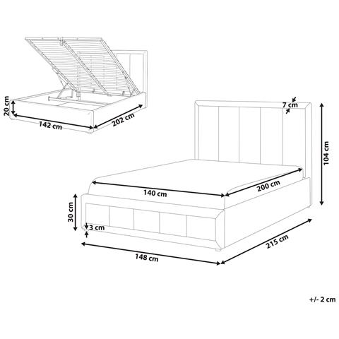 Letto Contenitore Ciniglia Quiberon 140 X 200 Cm Beige - Foto 8