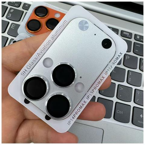 Protezione Lente In Vetro Temperato Opaco Compatibile Con Iphone 14 Pro Max/15 Pro Max/16 Pro Max - Bianco Argento - Foto 2