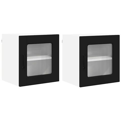 Pensile cucina 2 pcs Nero 40 x 31 x 40 cm Legno multistrato - Foto 1