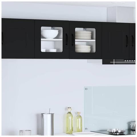Pensile cucina 2 pcs Nero 40 x 31 x 40 cm Legno multistrato - Foto 2